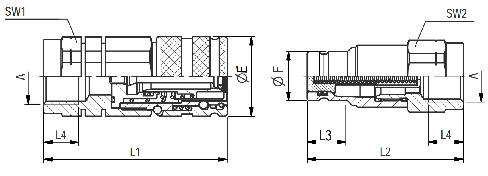 Structure of FH/HP ISO 16028 Series Flat Face Coupler High Pressure 70MPa Release