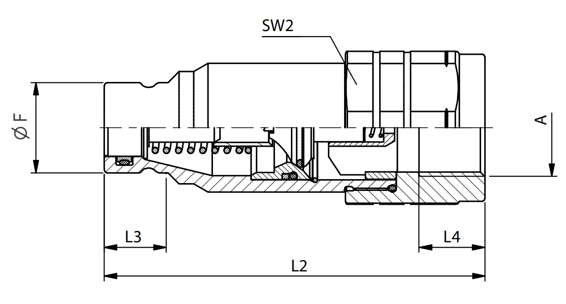 Structure of FU ISO 16028 Series Connect Under Pressure Flat Face Hydraulic Couplers