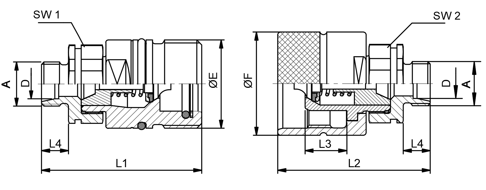 Parameters of HS ISO 14541 Series Screw On Quick Release Coupling