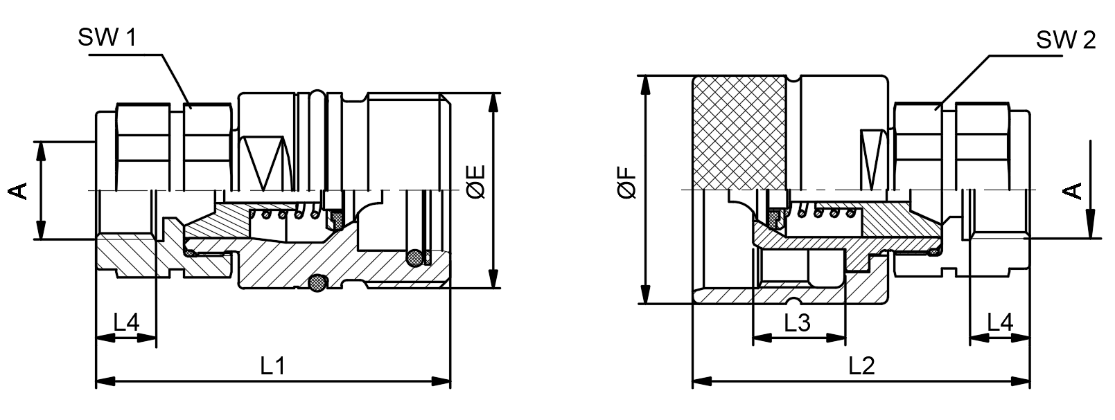 Structure of HS ISO 14541 Series Screw On Quick Release Coupling