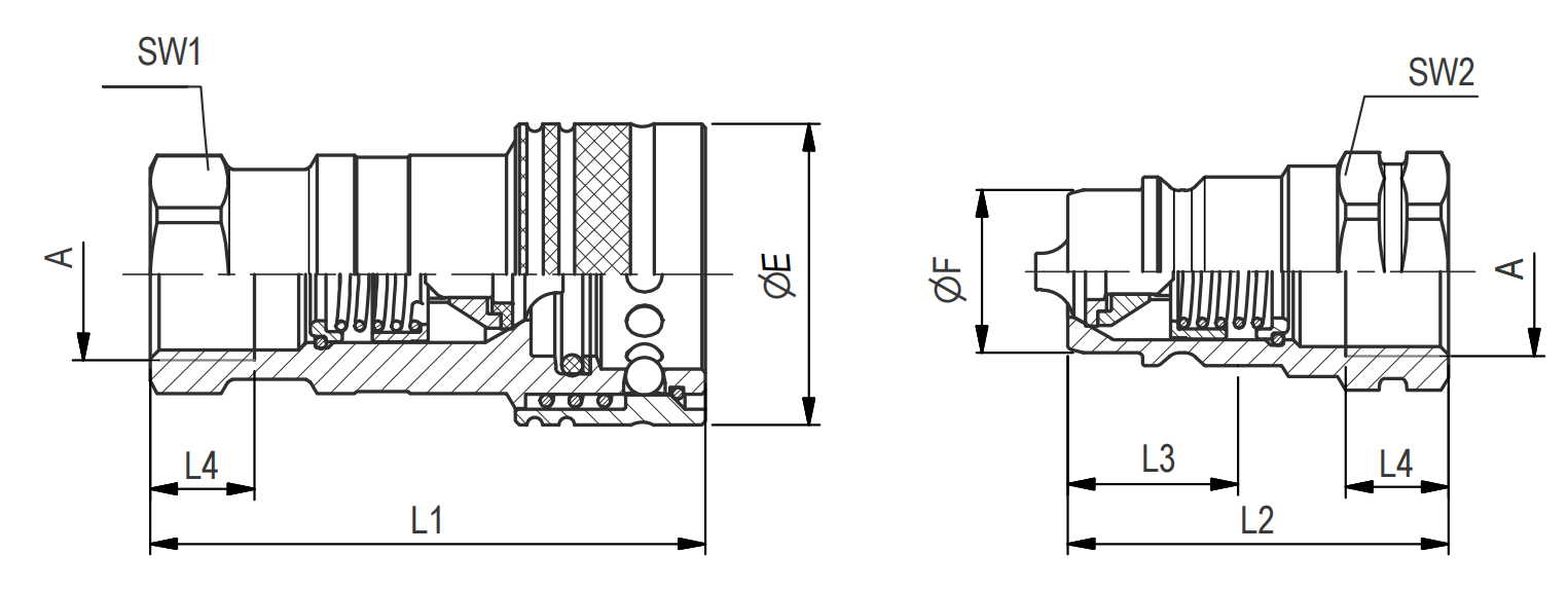 Structure of PAV ISO 7241-1A Series Poppet Coupler