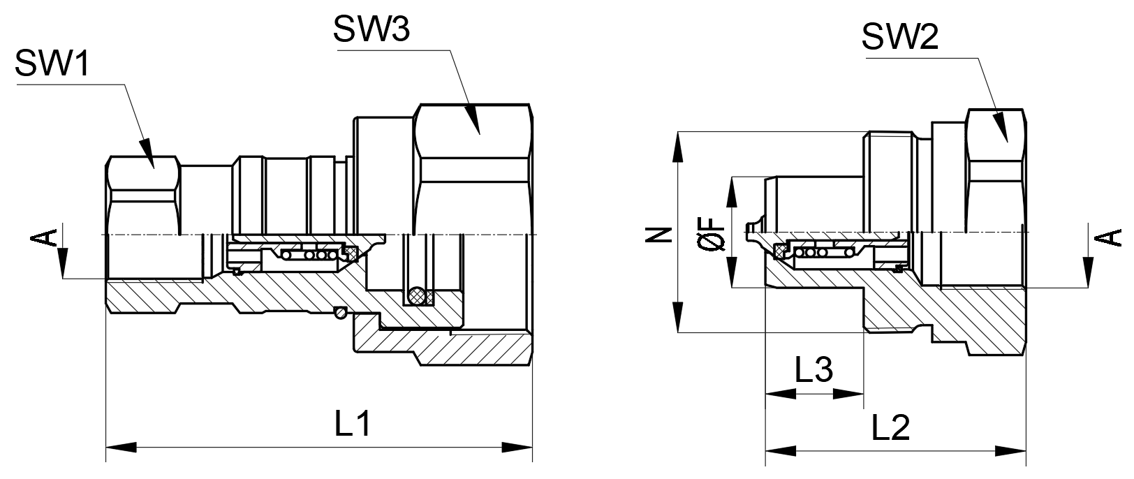 Structure of PVM ISO 14540 Series Ultra High Pressure 70MPa Quick Coupling