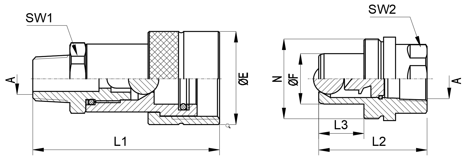 Structure of PVS ISO 14540 Series Ultra High Pressure 70MPa Quick Coupling